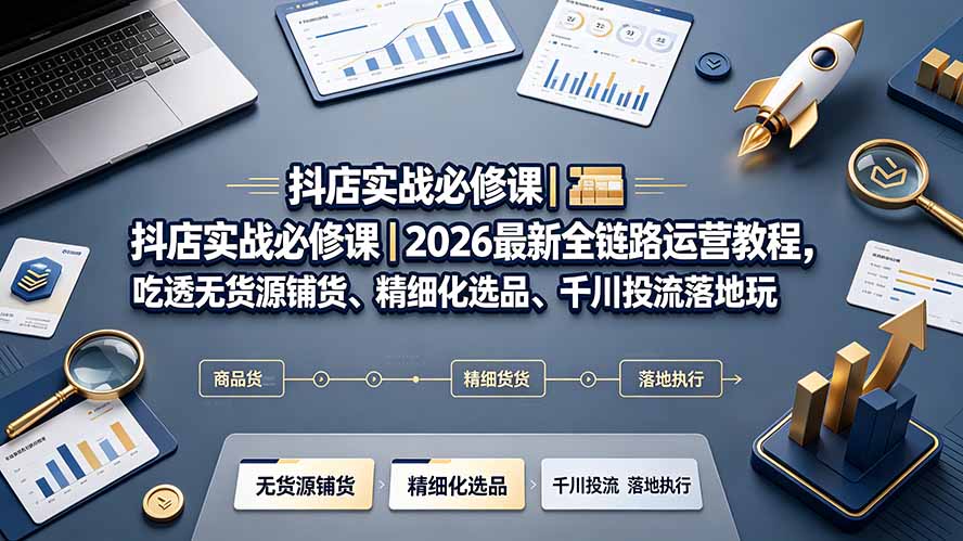抖店实战必修课｜2026最新全链路运营教程，吃透无货源铺货、精细化选品、千川投流落地玩法-网创之家