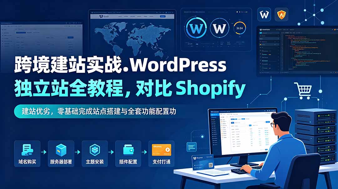 跨境建站实战：WordPress 独立站全教程，对比 Shopify 建站优劣，零基础完成站点搭建与全套功能配置-网创之家