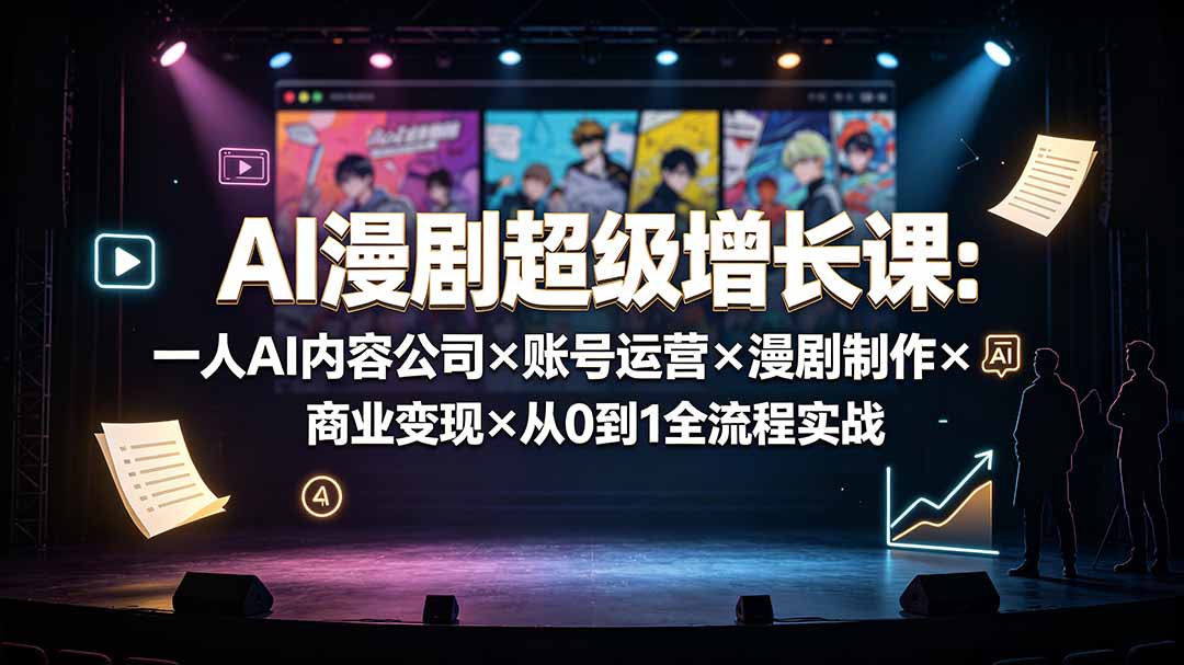 AI漫剧超级增长课：一人AI内容公司×账号运营×漫剧制作×商业变现×从0到1全流程实战-网创之家
