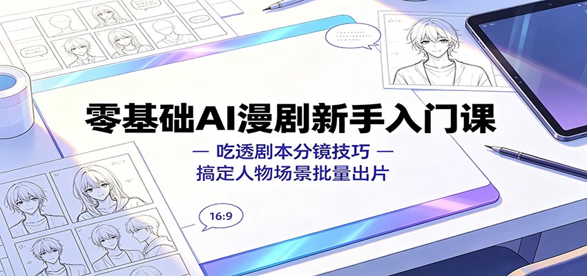 零基础AI漫剧新手入门课：吃透剧本分镜技巧，搞定人物场景批量出片-网创之家