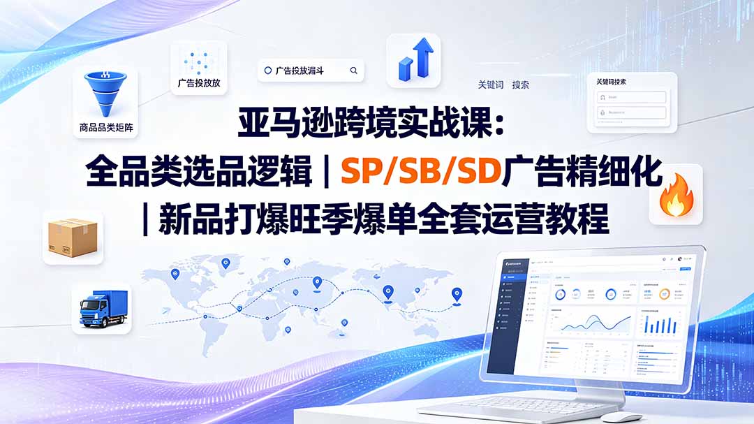亚马逊跨境实战课-更新：全品类选品逻辑｜SP/SB/SD广告精细化｜新品打爆旺季爆单全套运营教程-网创之家