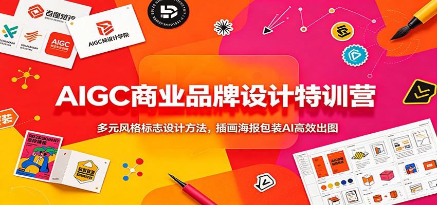AIGC商业品牌设计特训营：多元风格标志设计方法，插画海报包装AI高效出图-网创之家