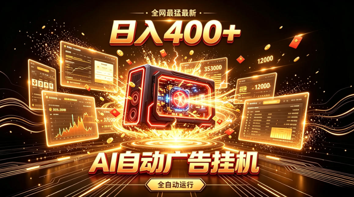 全网最猛最新的AI自动广告挂G，狠收益日入400+，真正做到躺賺式变现【揭秘】-网创之家