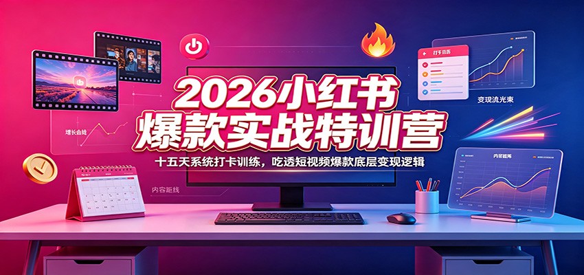 2026小红书爆款实战特训营：十五天系统打卡训练，吃透短视频爆款底层变现逻辑-网创之家