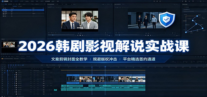 2026韩剧影视解说实战课：文案剪辑封面全教学，规避版权冲击平台精选签约通道-网创之家