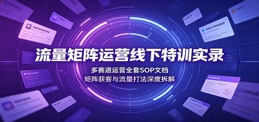 流量矩阵运营线下特训实录：多赛道运营全套SOP文档，矩阵获客与流量打法深度拆解-网创之家
