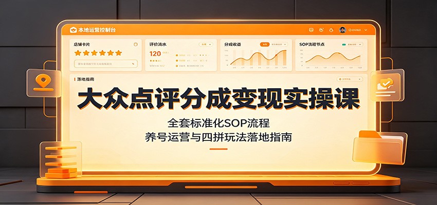 大众点评分成变现实操课：全套标准化SOP流程，养号运营与四拼玩法落地指南-网创之家