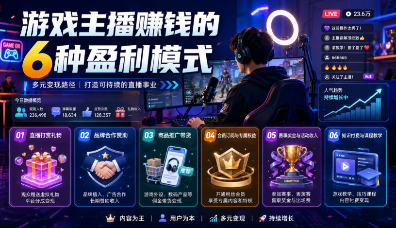 付费文章：游戏主播賺钱的6种盈利模式-网创之家