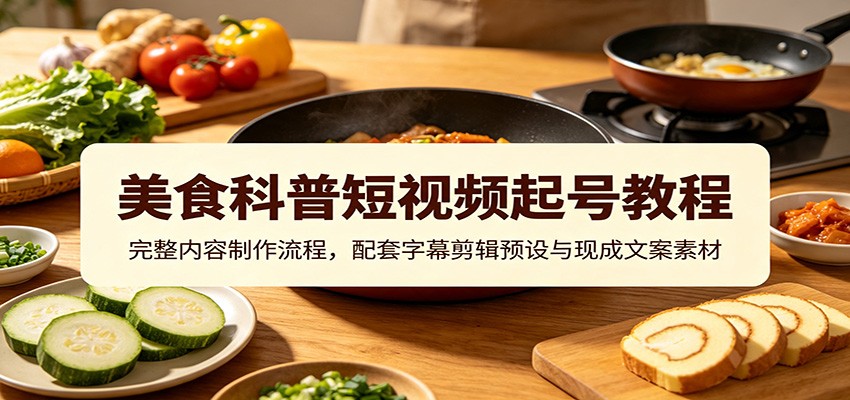 美食科普短视频起号教程：完整内容制作流程，配套字幕剪辑预设与现成文案素材-网创之家