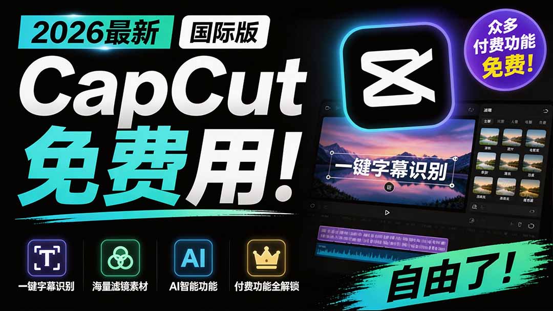 2026最新国际版剪映！CapCut 众多付费功能免费用，一键字幕识别 / 滤镜素材 / AI智能功能自由了 CapCut-网创之家