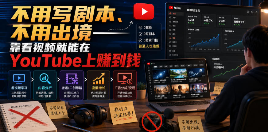 不用写剧本、不用出境——靠看视频就能在YouTube上賺到钱【原创双语字幕】-网创之家