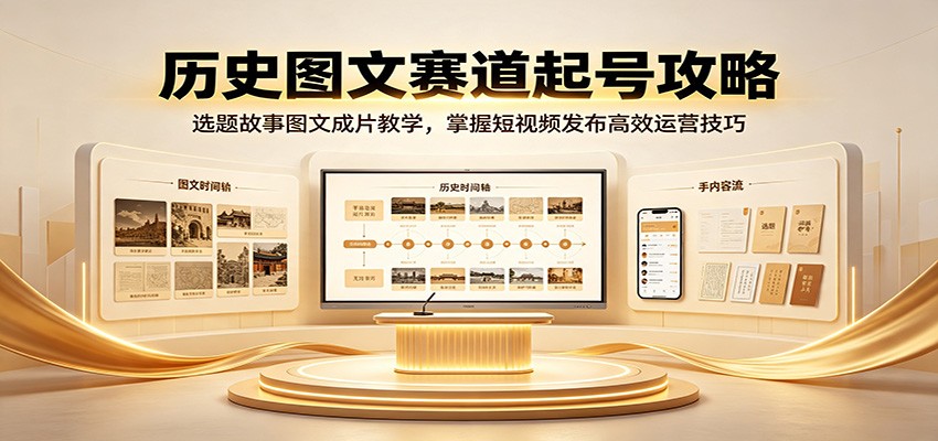 历史图文赛道起号攻略：选题故事图文成片教学，掌握短视频发布高效运营技巧-网创之家