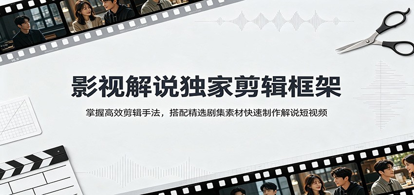 影视解说独家剪辑框架：掌握高效剪辑手法，搭配精选剧集素材快速制作解说短视频-网创之家