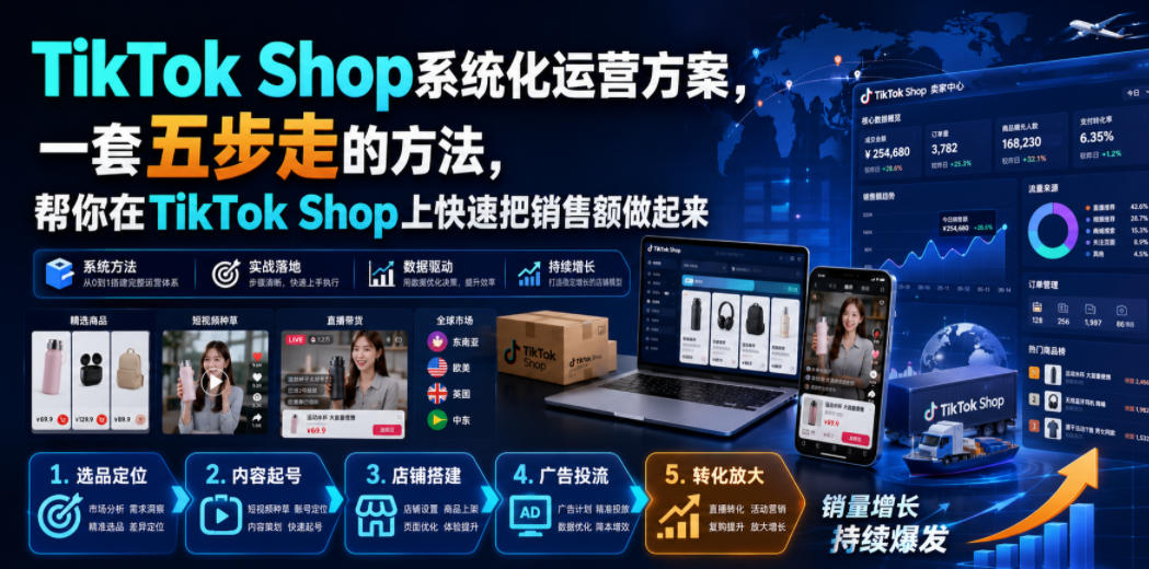 TikTok Shop系统化运营方案，一套五步走的方法，帮你在TikTok Shop上快速把销售额做起来【原创双语字幕】-网创之家