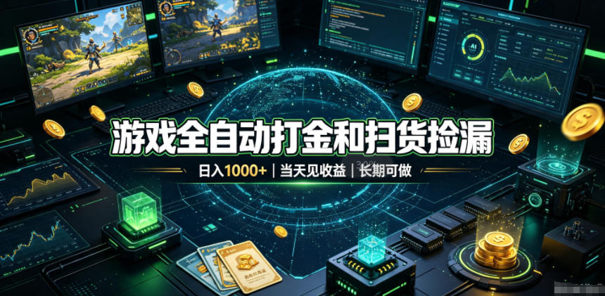 游戏全自动打金和扫货捡漏，日入1k+，当天见收益，长期可做！【揭秘】-网创之家