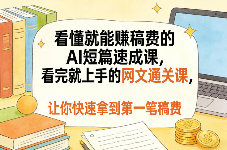 看懂就能賺稿费的AI短篇速成课，看完就上手的网文通关课，让你快速拿到第一笔稿费(更新8月)-网创之家