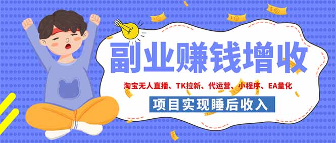 2026年多个真实落地副业项目，手把手带你搭建被动收入管道(淘宝无人直播、海外TK拉新...-网创之家