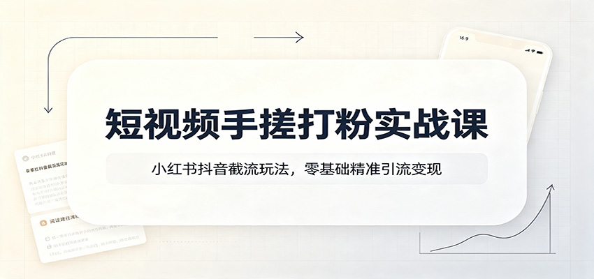 短视频手搓打粉实战课：小红书抖音截流玩法，零基础精准引流变现-网创之家