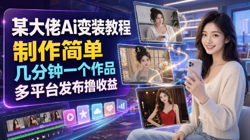 某大佬Ai变装教程，制作简单，几分钟一个作品，多平台发布撸收益-网创之家