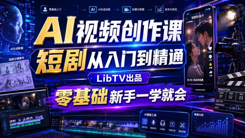 AI视频创作课，短剧从入门到精通，LibTV出品，零基础新手一学就会-网创之家