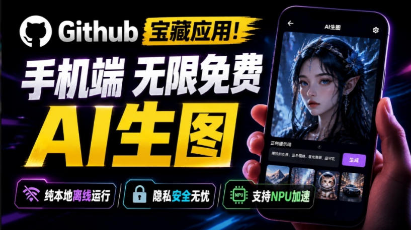 Github宝藏应用！手机端无限免费AI生图，纯本地离线运行，支持NPU加速斩获3.1k stars，local-dream-网创之家