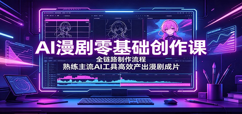 AI漫剧零基础创作课：全链路制作流程，熟练主流AI工具高效产出漫剧成片-网创之家
