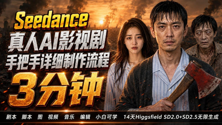 3分钟真人AI影视剧怎么做?SD 2.0手把手完整制作流程|Higgsfield 14天SD 2.0/2.5无限生成-网创之家