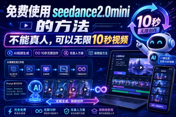 免费使用seedance2.0mini的方法，不能真人，可以无限10秒视频，9图+3音频参考-网创之家