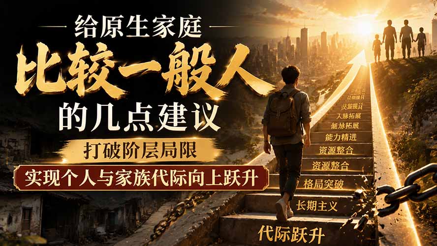 付费文章：给原生家庭比较一般人的几点建议，打破阶层局限，实现个人与家族代际向上跃升-网创之家
