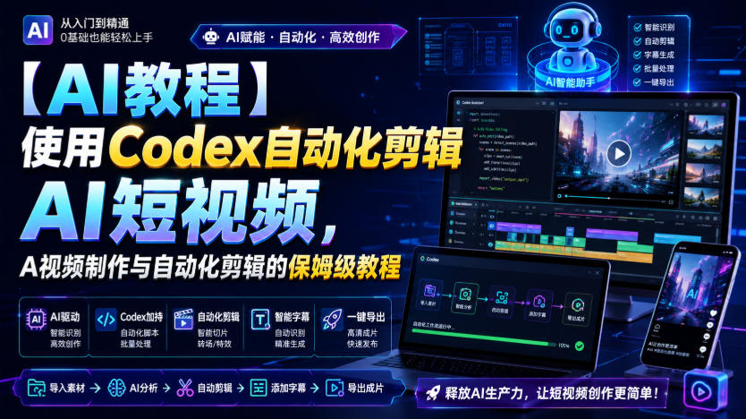 【AI教程】使用Codex自动化剪辑AI短视频，AI视频制作与自动化剪辑的保姆级教程-网创之家