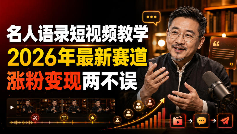 名人语录短视频教学，2026年最新赛道，涨粉变现两不误-网创之家