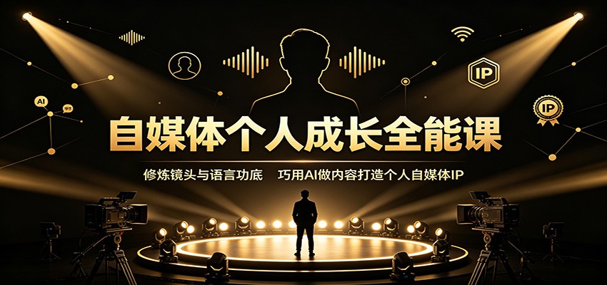 自媒体个人成长全能课：修炼镜头与语言功底，巧用AI做内容打造个人自媒体IP-网创之家