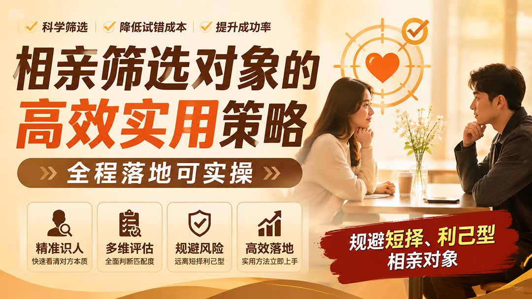 付费文章：相亲筛选对象的高效实用策略，全程落地可实操，规避短择、利己型相亲对象-网创之家