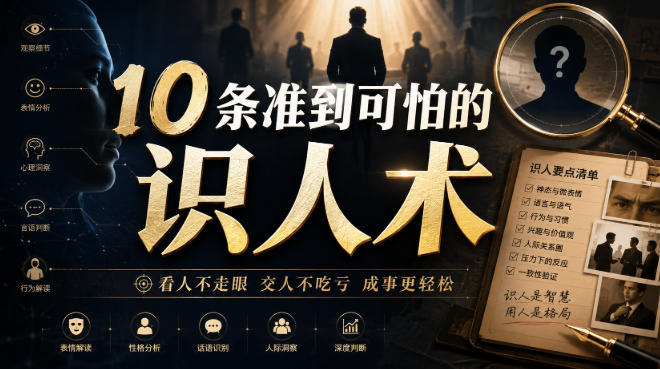 付费文章：10条准到可怕的识人术-网创之家