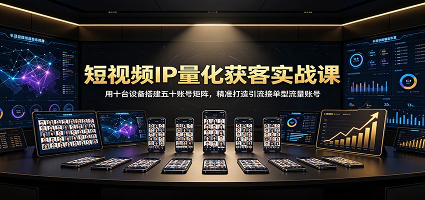 短视频IP量化获客实战课：用十台设备搭建五十账号矩阵，精准打造引流接单型流量账号-网创之家
