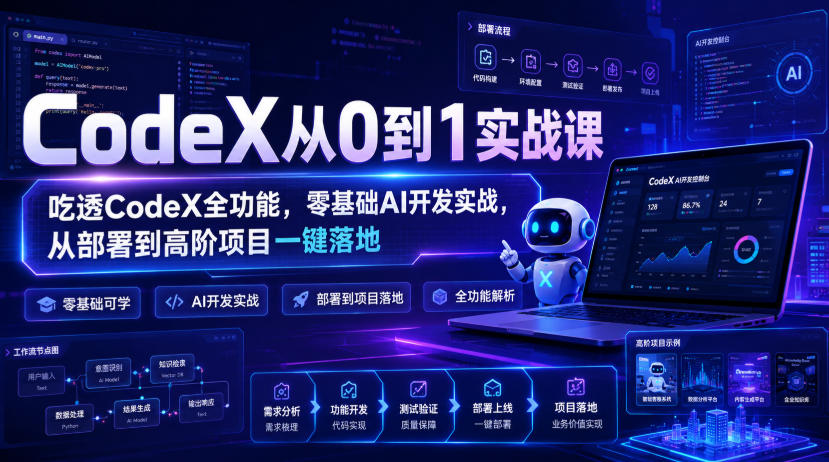 CodeX从0到1实战课，吃透CodeX全功能，零基础AI开发实战，从部署到高阶项目一键落地-网创之家