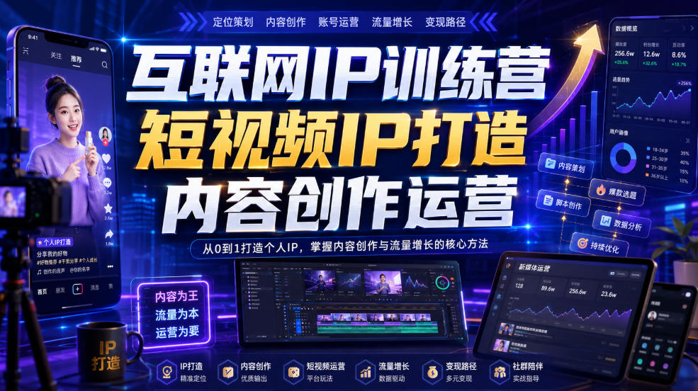 互联网IP训练营，短视频IP打造，内容创作运营-网创之家