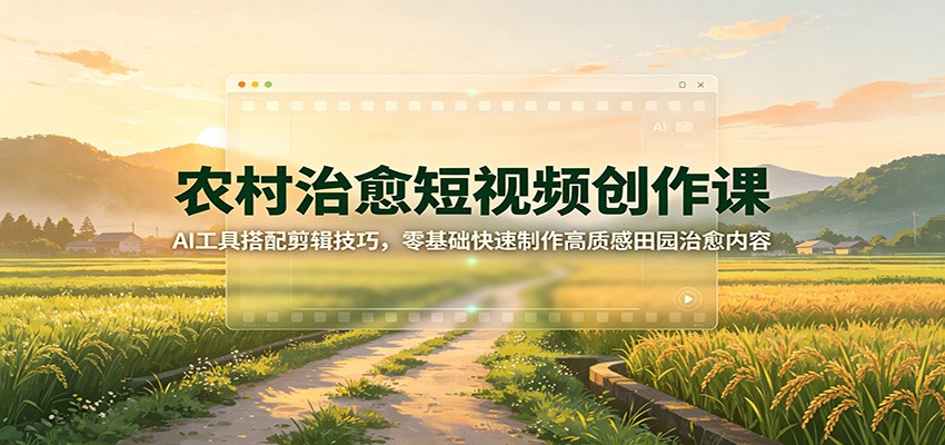 农村治愈短视频创作课：AI工具搭配剪辑技巧，零基础快速制作高质感田园治愈内容-网创之家