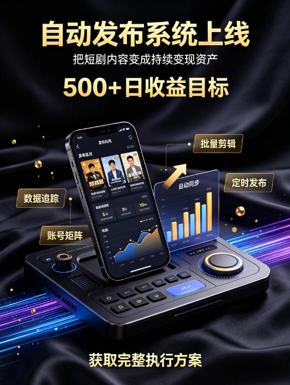 还在找靠谱线上副业？快手短剧项目，全程自动发布内容，不用熬夜做视频，轻松日入500+【揭秘】-网创之家