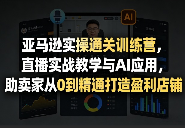 亚马逊实操通关训练营，直播实战教学与AI应用，助卖家从0到精通打造盈利店铺(更新8月8日)-网创之家