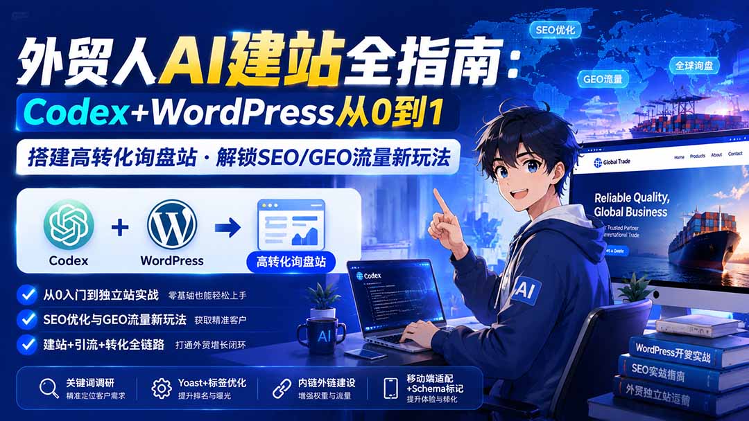 外贸人AI建站全指南：Codex+WordPress从0到1·搭建高转化询盘站·解锁SEO/GEO流量新玩法-更新-网创之家