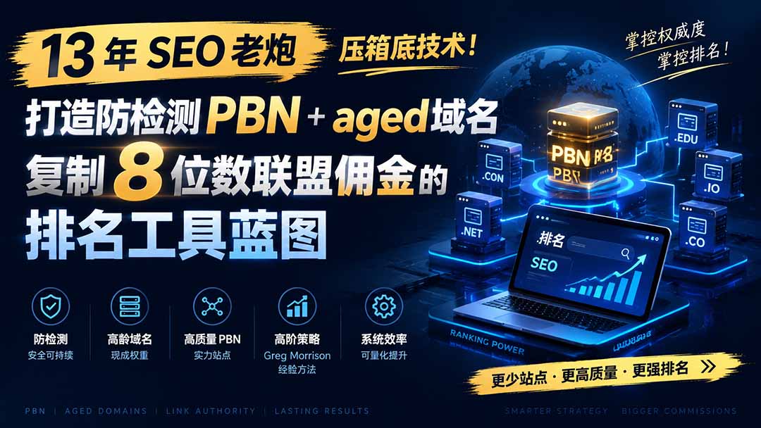 13 年 SEO 老炮压箱底技术!打造防检测 PBN+aged 域名,复制 8 位数联盟佣金的排名工具蓝图【原创双语字幕】-网创之家