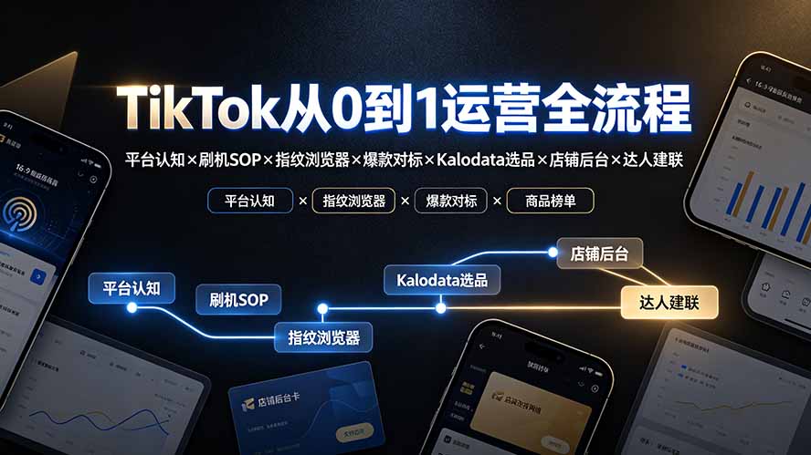 TikTok从0到1运营全流程-更新:平台认知×刷机SOP×指纹浏览器×爆款对标×Kalodata选品×店铺后台×达人建联-网创之家