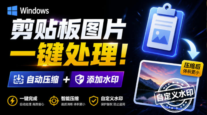 Windows剪贴板复制图片后,体积会暴涨数百倍?剪贴板图片一键自动压缩及添加水印工具-网创之家
