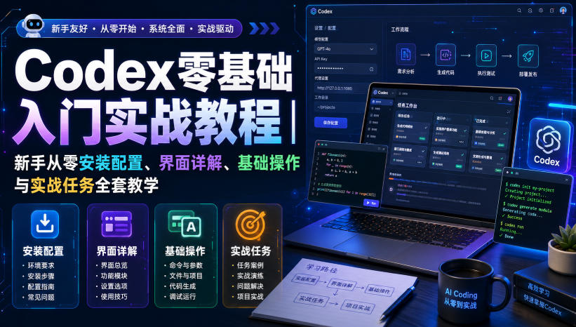 Codex零基础入门实战教程|新手从零安装配置、界面详解、基础操作与实战任务全套教学-网创之家