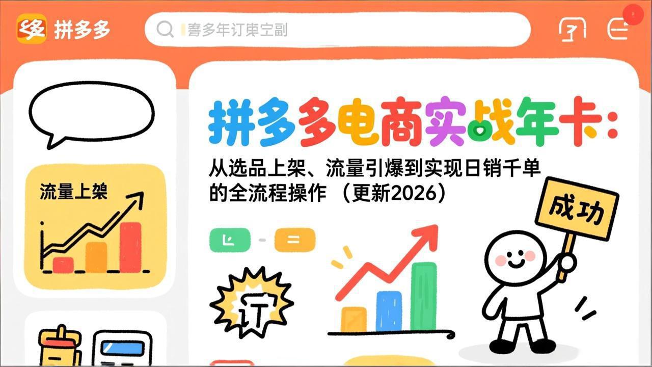 拼多多电商实战年卡:从选品上架、流量引爆到实现日销千单的全流程操作(更新2026年8月-网创之家