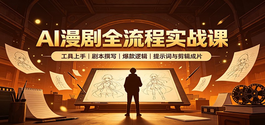 AI漫剧全流程实战课:工具上手、剧本撰写、爆款逻辑、提示词与剪辑成片-网创之家