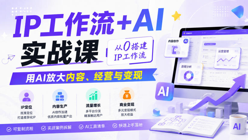 IP工作流+AI实战课,从0搭建IP工作流,用AI放大内容、经营与变现-网创之家