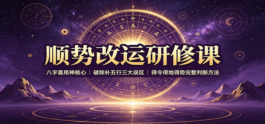 顺势改运研修课:八字喜用神核心,破除补五行三大误区,得令得地得势完整判断方法-网创之家