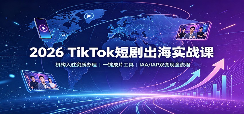2026 TikTok短剧出海实战课：机构入驻资质办理，一键成片工具，IAA/IAP双变现全流程-网创之家